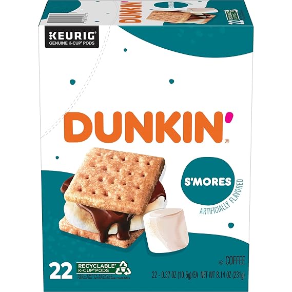 Dunkin Smores Flavored Coffee, 22 Keurig K-Cup Pods