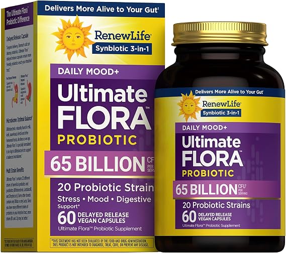 Renew Life Ultimate Flora Probiotics Daily Mood Support 65 Billion CFU