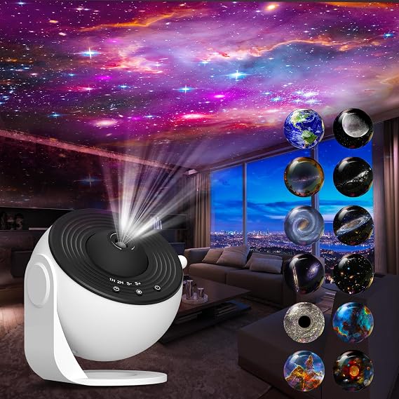 Galaxy Projector for Bedroom, 13 in 1 HD Star Projector Light Projector, 360° Rotating Planetarium Projector with Timer and Simple 3 Button Control for Kids, Ceiling, Gifts, Room Decor