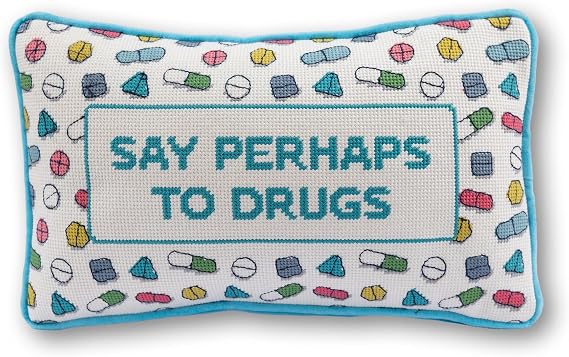 FURBISH Needlepoint Decorative Throw Pillow - Small Embroidered Accent Pillow for Bed, Chair, Couch, Sofa, Eclectic Home Decor, 7" x 7" - Perhaps