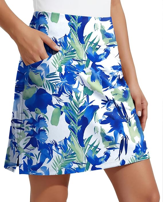 COOrun Women's Skorts Athletic Skirts with Pockets Knee Length Built-in Shorts Casual Skirt for Golf Tennis Workout (XS-3XL)