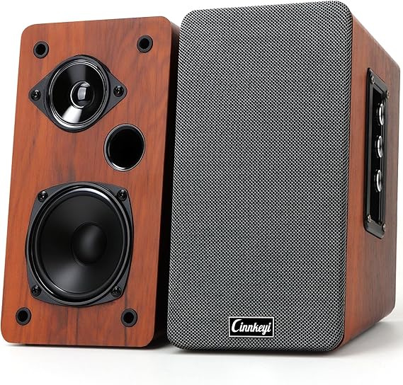 50W AC Powered Bookshelf Speakers,Passive 2.0 Computer Speaker with Bluetooth/RCA/AUX/USB Connections, TV/PC/Laptop/Turntable Speaker with Strong Bass (C5205-US)