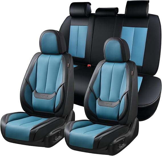 Coverado Car Seat Covers, Seat Covers for Cars, Waterproof Leather Auto Seat Protectors, Leather Car Seat Cushion, Car Interiors Accessories Universal Fit for Most Cars