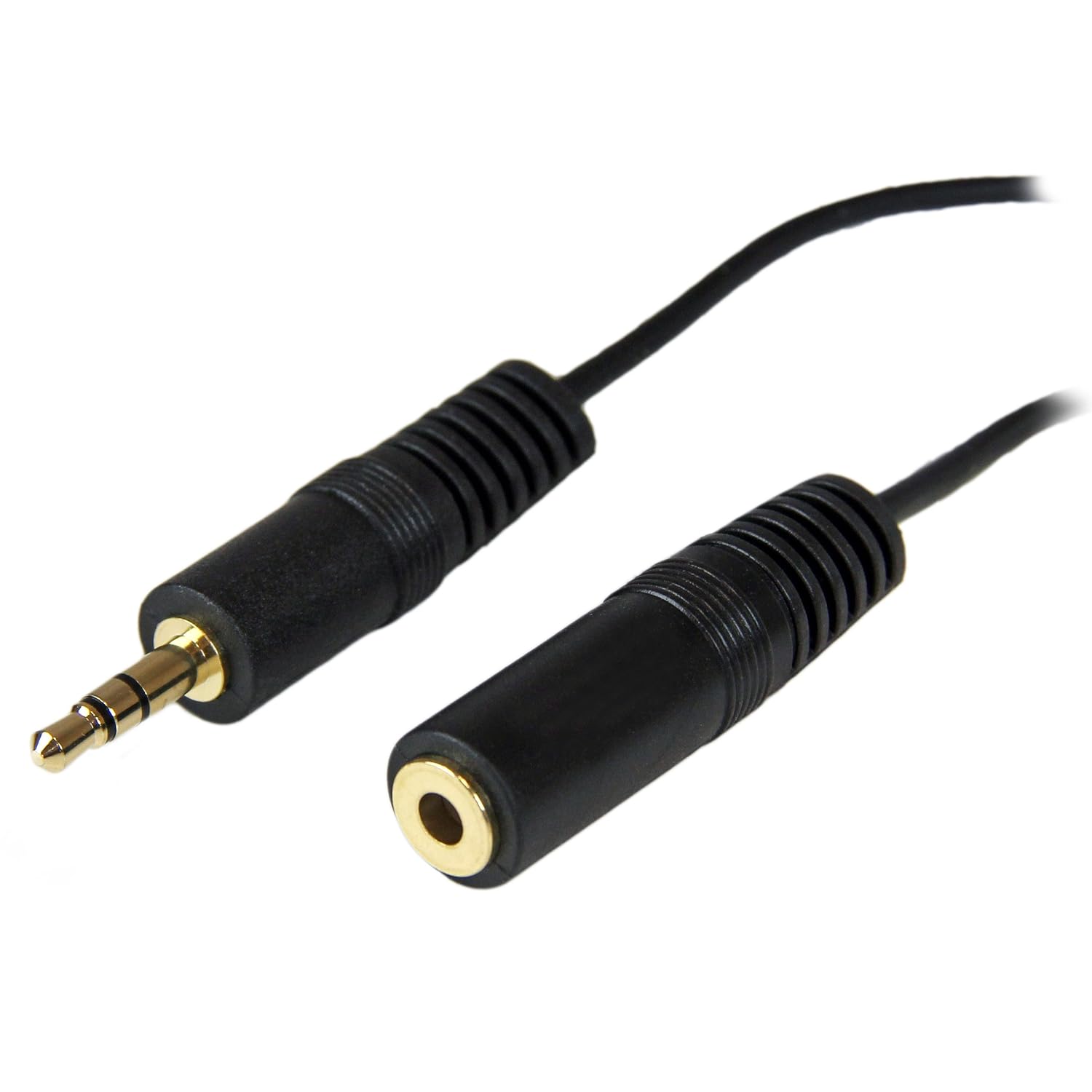 12 ft. 3.7 m 3.5mm Audio Extension Cable - PC Speaker Extension Audio Cable - Strain Relief - Black - Aux Cable MU12MF