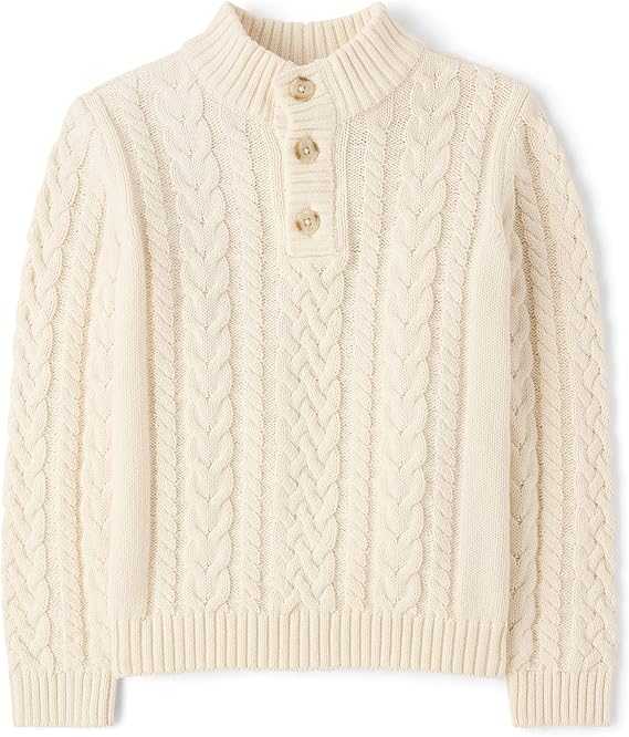 Gymboree Boys and Toddler Quarter Button Cable Knit Pullover Sweater