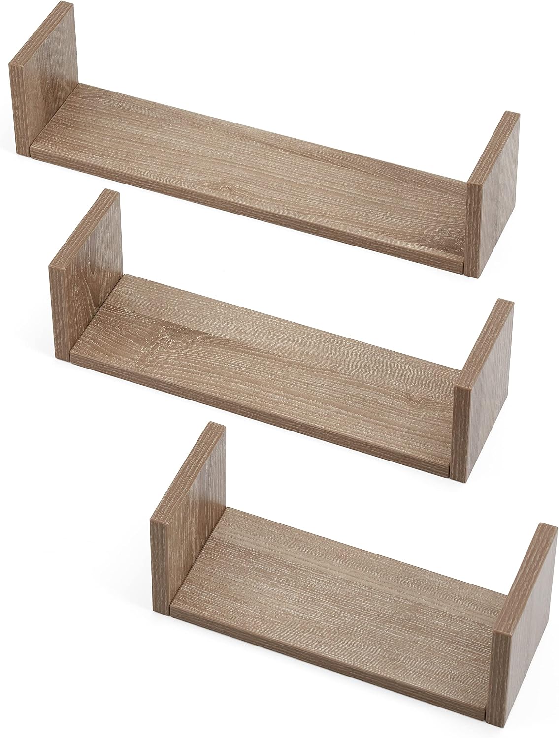Tutti Bambini Modena Set of 3 U-Shaped Wall Shelves | Fits Modena Furniture Range, Different-Size Floating Shelves with Wall Fixtures, Made from Engineered Wood | 3kg Capacity Each Shelf | Oak