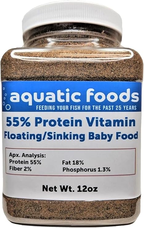 55% Protein Vitamin Floating/Slow Sinking Baby & Fry Food -12oz Small Jar