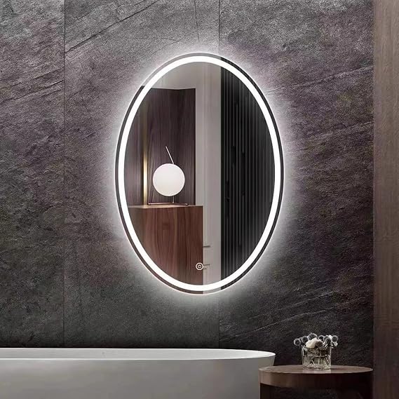 Oval Bathroom Mirror Bathroom Vanity Mirror Pill Shaped Mirror Lighted Mirrors For Bathroom Wall Miroir De Maquillage Miroir Suspendu Pour Salle De Bain, Chambre, Salon, Couloir ( Size : 50*70cm )