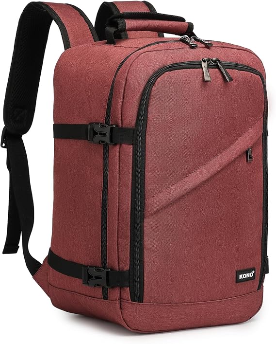 Kono Carry On Backpack 40x20x25 Under Seat Ryanair Cabin Flight Bag Travel Hand Luggage Shoulder Bag 20L (Red)