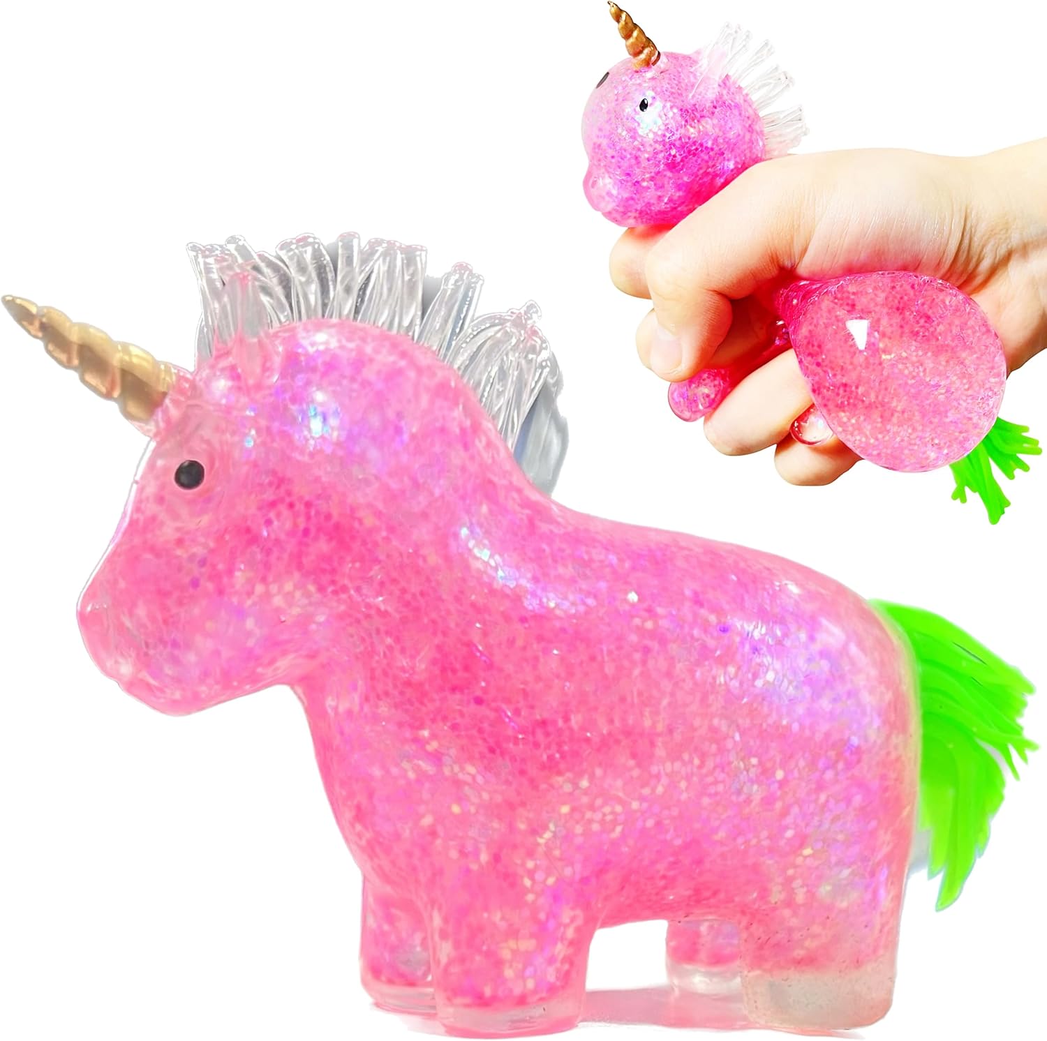 Unicorn Stress Balls | Squeeze Fidget Toys Party Favors for Adults Animal Squeeze Stress Balls Anxiety Relief Focus Relax | Stretch Pull Dough Ball Squeeze Toy Pink