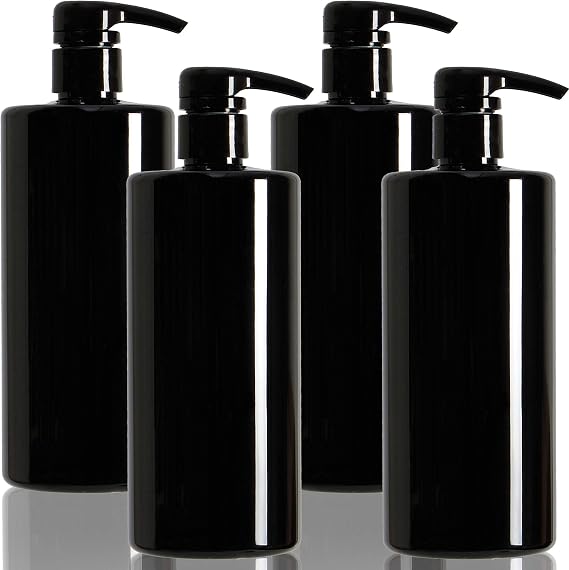Youngever 4 Pack Pump Bottles for Shampoo, Empty Shampoo Pump Bottles, Plastic Cylinder with Lockdown-Leak Proof-Pumps (24 Ounce)