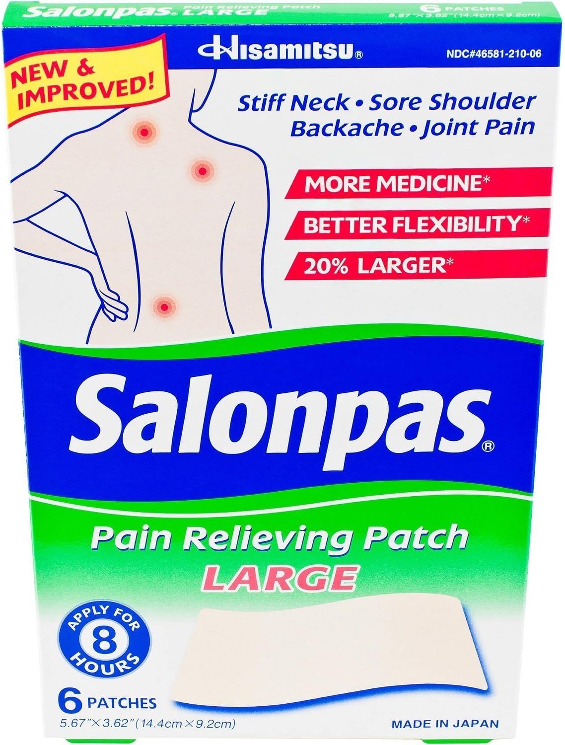 Salonpas Pain Relief Patch Large 6 ct 5 Pack