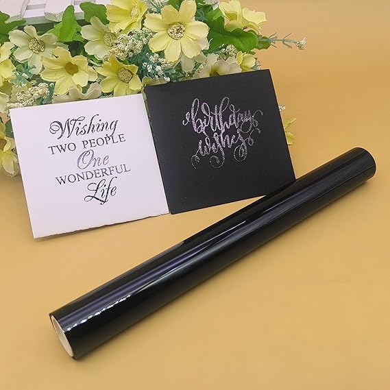 Alinacutle Black Laser Toner Reactive Foil Roll Metallic Transfer Hot Foil Sheet for Scrapbooking Paper Crafts/Planner/Invitation, 7.60IN Width,16.40FT Length,1/PK