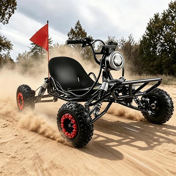 2000W Electric Go Kart for Adults & Kids, 48V Off Road Go Kart, 30MPH, 10.4Ah Battery, 270LBS Capacity, 6" All-Terrain Tires, Front LED, Rear Disc Brake, Outdoor Off Road Adventure Vehicle