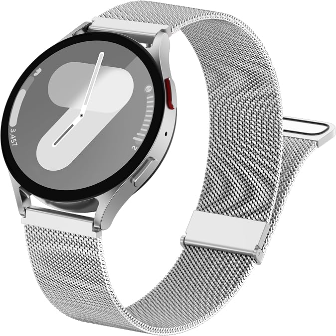 GEAK Metal Bands Compatible with Galaxy Watch 7 Band 6 5 4 FE Active 2 40mm 44mmGalaxy 5 pro 45mmClassic, 20mm Stainless Steel Milanese Mesh Loop Magnetic Strap for Samsung Watch Bands Women Men