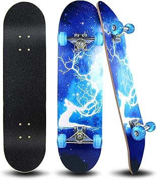 PHOEROS Complete Skateboards- Standard Skateboards for Beginners Kids Boys Girls Teenager- 31x 8Canadian Maple Cruiser Pro Skate Board, Skateboards