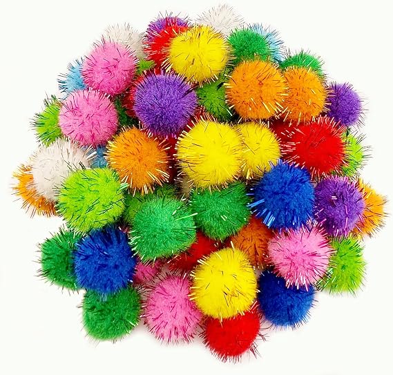 JKanruh 600pcs 1 Inch Glitter Poms Sparkle Balls,Multicolored Sparkle Pom Pom Balls for Craft ...