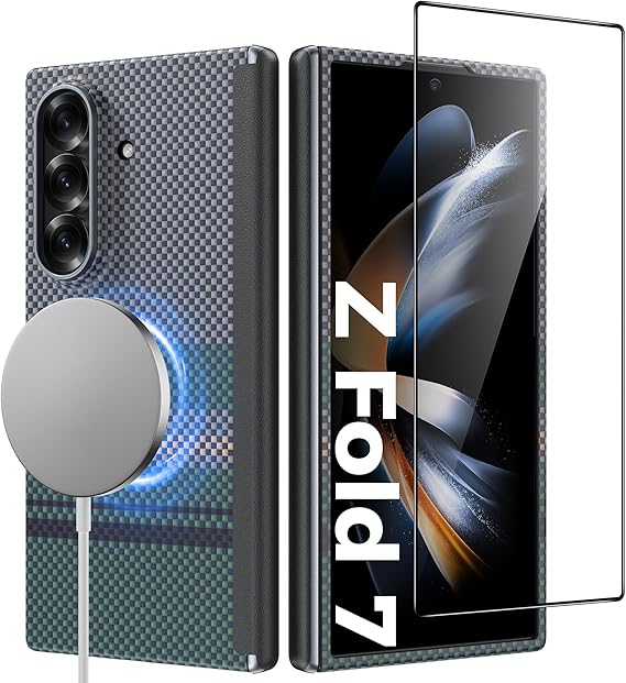 BENKS for Samsung Galaxy Z Fold 7 Case with Screen Protector, MagSafe-Compatible Kevlar Case, Hinge Protection Shockproof Magnetic Phone Case for Z Fold 7, Aurora ArmorAir Grand Combo