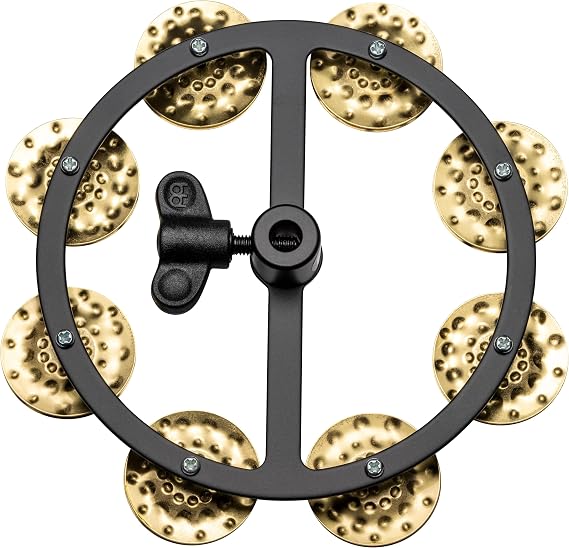 MEINL Percussion Minel High Hat Tambourine Headliner Series Hihat Tambourine Hammered Brass 1row HTHH1B-BK