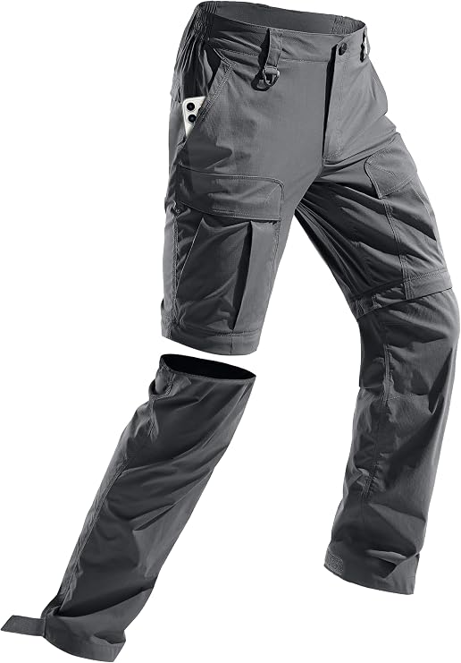 FREE SOLDIER Mens Hiking Convertible Pants Zip Off Cargo Fishing Pants | Adjustable Hook & Loop, Waterproof Quick Dry Stretchy Work Pants, Lightweight Breathable Pants for Camping Tactical