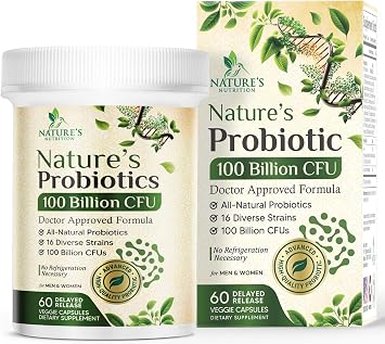 Probiotics 100 Billion CFU Per Serving - 16 Premium Strains + Prebiotics - Probiotic Supplement for Adults - Supports Immune & Digestive Health & Occasional Constipation, USA Bottled - 60 Capsules
