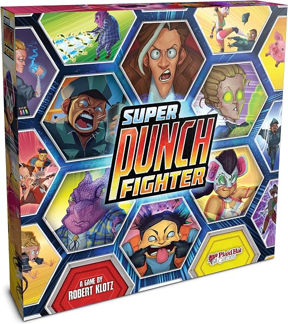 Super Punch Fighter Board Game - Zany Arena Combat Arcade Game! Fighting Strategy Game for Kids Kids & Adults, Ages 14+, 1-6 Players, 45 Minute Playtime, Made by Plaid Hat Games