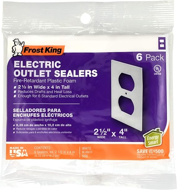 Frost King OS6H Foam Outlet and Switch Sealers, White, 2-1/2" x 4"