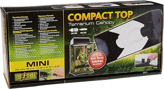 Hagen Exo Terra Mini Compact Incandescent Light Fixture, Black | For Exo Terra Glass Terrariums, PT2600/PT2602, Measures 11.8 x 3.5 x 5.9