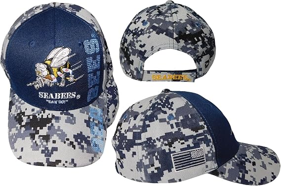 Trade Winds Navy Seabess Can Do Blue ACU Digital Camo Shadow Adjustable Embroidered Cap Hat (Officially Licensed by The US Navy)
