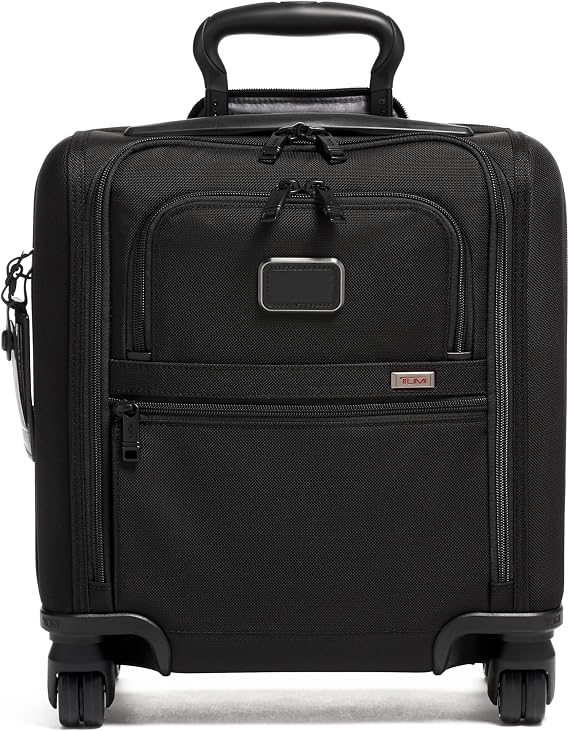 TUMI - Alpha Small Compact 4 Wheeled Brief - Men's Travel Underseat Carry On Bag - Fits up to 13" Laptop - 16.0" X 14.0" X 8.0" - Black