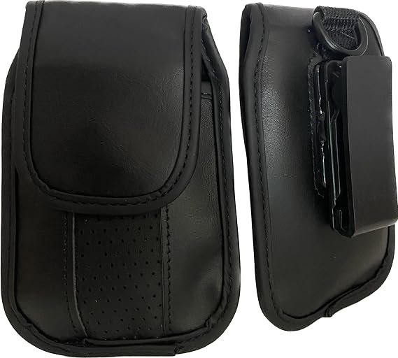 Black Leather Case with Rotating Pinch Clip and Magnetic Closure Compatible with Nokia 2780 flip Phone