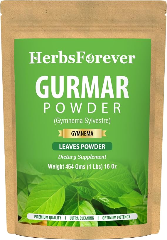 Herbsforever Gurmar Powder | Organic Gymnema Sylvestre Leaf | Pure, Natural, Non-GMO, Vegan, Gluten-Free | Herbal Superfood for Wellness & Healthy Living | 454 GMS