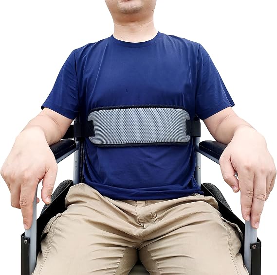 Medical Waist Restraint Wheelchair Seatbelt, Adjustable Wheelchair Harness Strap with Quick Release Buckle and Padded Design for Elderly Safety Care(Grey)