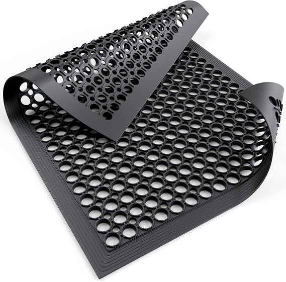 Lifetime Supplies 36" x 24" Commercial Rubber Floor Mat | Safety Water Drainage | Non Slip Anti Fatigue Mat for Restaurant, Kitchen, Indoors, Outdoors and Entryway