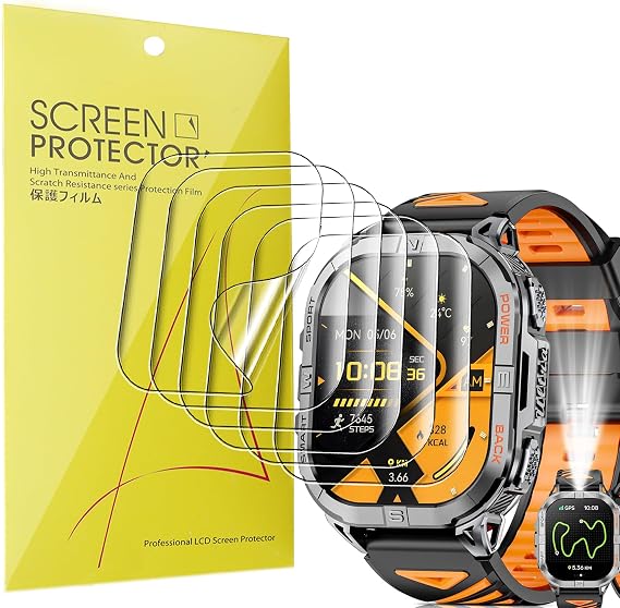 Blueshaweu Screen Protector Compatible with Joautrial GPS Smartwatch Men 2.13 Inch K72, HD Clear Flexible TPU Screen Protector [Pack of 6] Compatible with Joautrial K72 Smartwatch (Transparent)