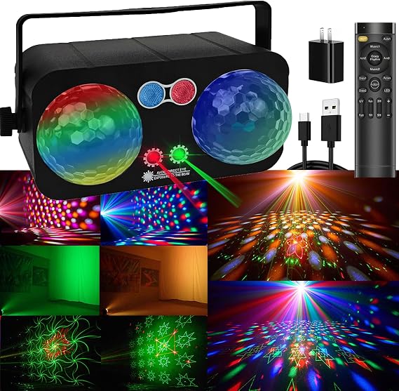 Sound Activated Party Lights Disco Light Disco Ball with Remote Control LED Stage Strobe Light for Home Room Dance Halloween Christmas Birthday Decoration