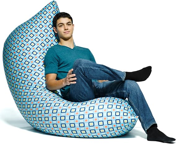 Yogibo Zoola Max 6 Foot Large Outdoor Bean Bag Chair Lounger for Adults with Filling, Giant, Oversized, Comfy Beanbag Patio Pool Deck Lounge Furniture, Water-Resistant Washable Cover, Diamonds