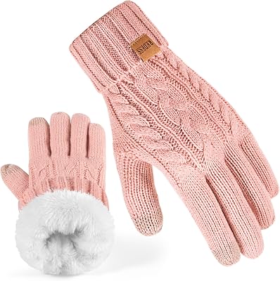 REDESS Winter Gloves for Women Thermal Warm Knit Fleece Lined Touchscreen Texting Gloves for Cold weather