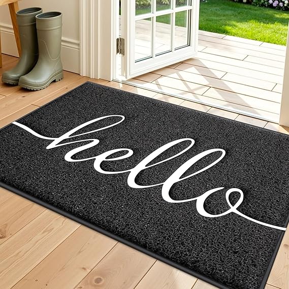 Door Mat Welcome Mat Floor Mat for Entryway, Patio, High Traffic Areas | (30"x17.5", Black) Low Profile Front Doormat Non Slip Rugs