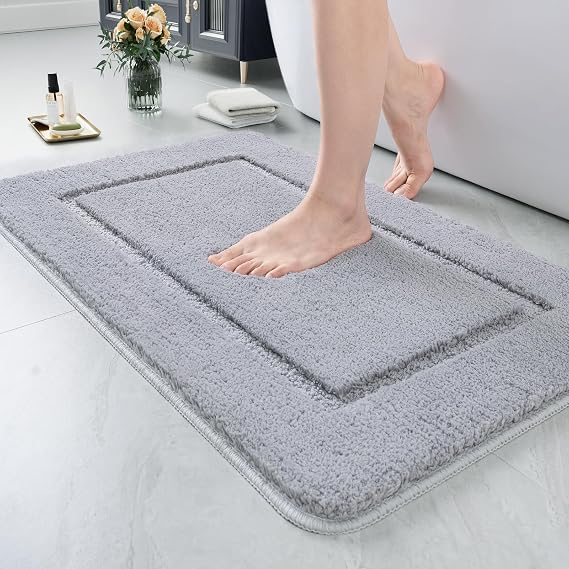 LOCHAS Luminous Non Slip Bathroom Rugs 32 x 20 Inch, Light Gray