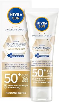 Nivea Sun Spot Control Luminous 630 Face Fluid Advanced Daily Facial Treatment with Hyaluronic Acid and Vitamin E for Improved Radiance, Refined Skin Tone and Silky Lightweight Hydration, 40 ml