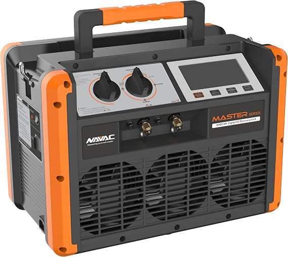 NAVAC NRDC4M Brushless DC Recovery Unit | 4-Cylinder | Dual Oil-Free Compressors | 3 High-Speed Cooling Fans | Portable HVAC Recovery Machine for Large Commercial Systems |