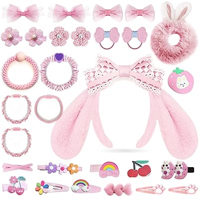 Headband, Cute hair accessory set Cute headband，Various Styles of pink hair clips, hair cords, Hair Ties，Plush hair loop