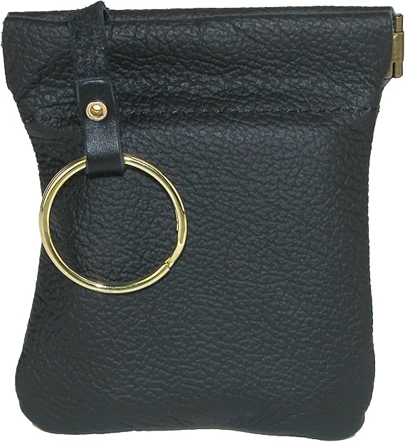 CTM Men's Leather Key Case Coin Pouch Wallet, Black