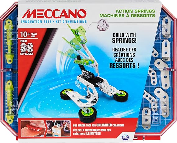 Meccano Action Springs Innovation Set STEAM Building Kit, for Kids Aged 10 and Up