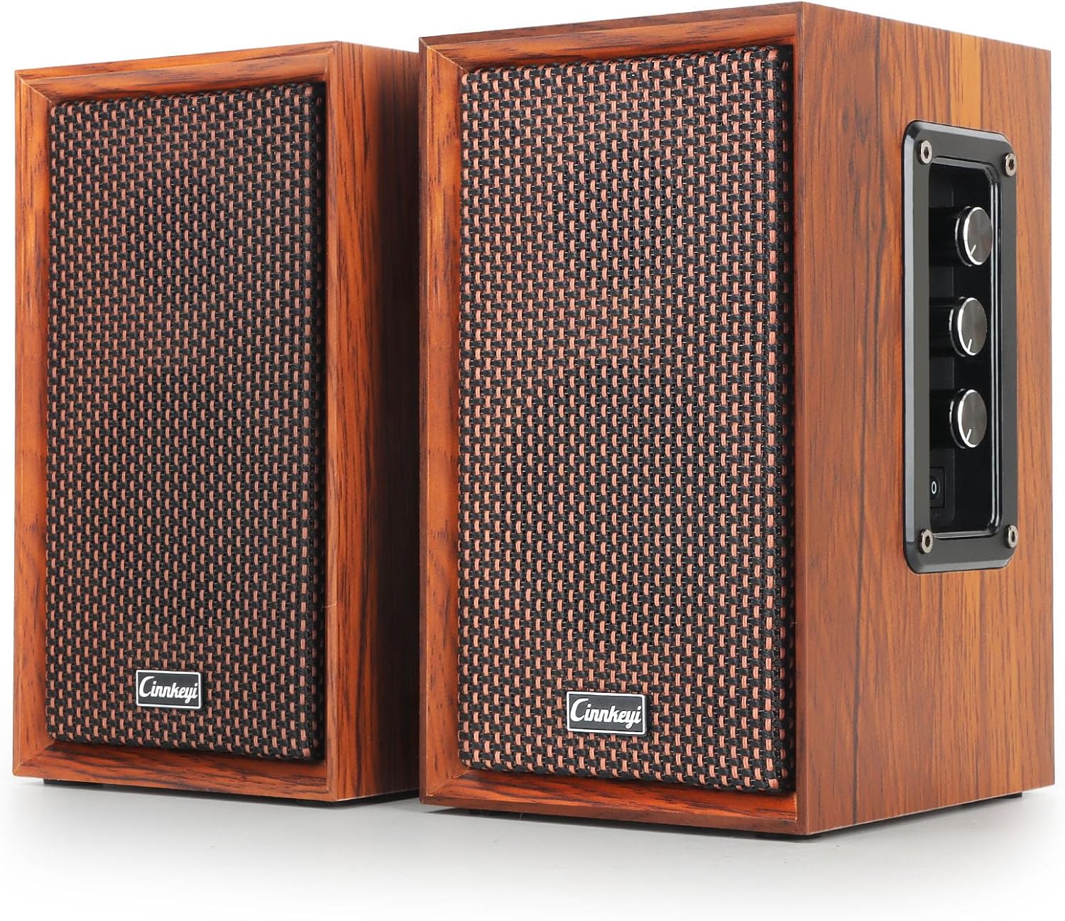 【2026 Upgraded】 Passive Bookshelf Speakers – 40W Hi-Fi Computer Speakers with Powerful Bass, Bluetooth/USB/RCA/AUX Inputs – 2.0 Wooden PC/TV Speakers for Laptop, Turntable