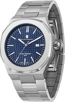 SAPPHERO Mens Watches Stainless Steel Quartz Watch for Men 30M Waterproof Date Clock Fashion Business Wristwatch Gift for Men