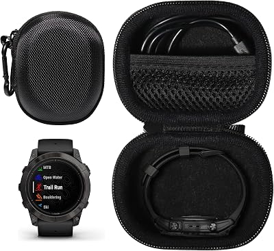 getgear Smartwatch Case Compatible with Garmin Fenix 7, Fenix 6 Pro, Tatix Delta Solar, Epix Gen 2, EPIX 2, mesh Pocket for Charge Cable Black