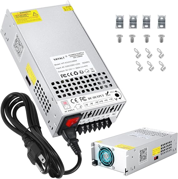 VAYALT DC 12V 100A 1200W Switching Power Supply, 110V/220 V Power Supply AC to DC Converter, Universal Regulated Switching,12V Power Supply for CCTV Camera System,3D Printer,Led Strip,Computer Project