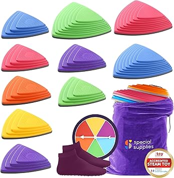 Special Supplies Stepping Stones for Kids Indoor and Outdoor Balance Blocks Promote Coordination, Balance Strength Child Safe Rubber, Non-Slip Edging